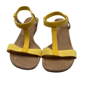Alfani Size 10 Yellow Elastic Strap Cork Wedge Sandals